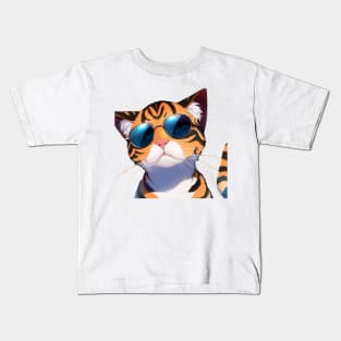 Meme Cat Serious With Sunglasses Kids T-Shirt